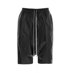Drop-Crotch Faux Leather Drawstring Shorts 1