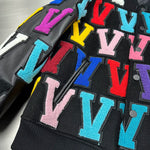 Embroidered Letter Pattern Varsity Baseball Jacket 4