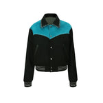 Two-Tone Wool Bomber Jacket With Trim 1