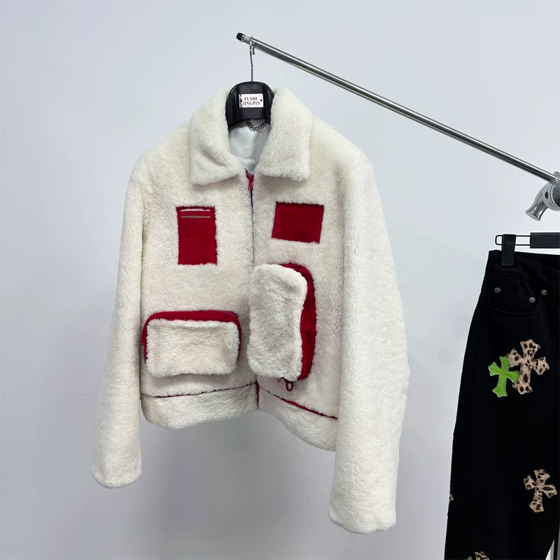 Multi-Pocket Shearling Workwear Jacket 2