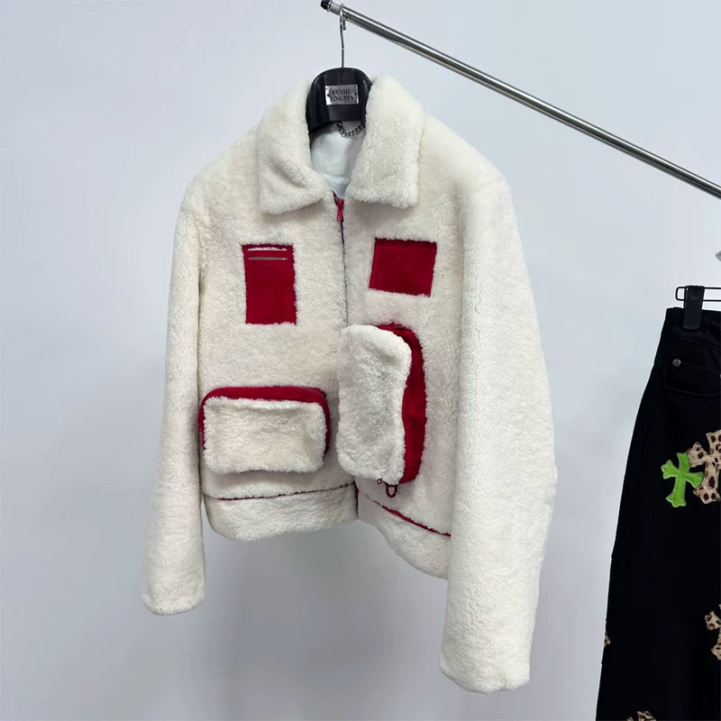 Multi-Pocket Shearling Workwear Jacket 4