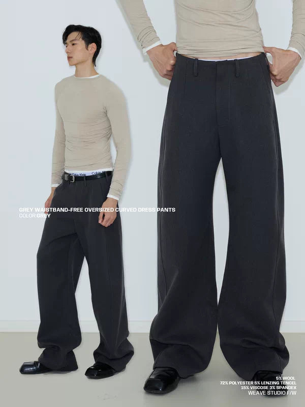 Oversized Curved Leg Dress Pants 2