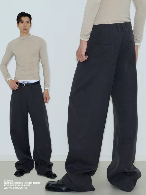 Oversized Curved Leg Dress Pants 3