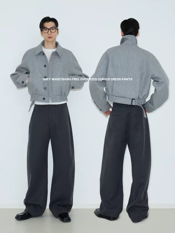 Oversized Curved Leg Dress Pants 4
