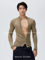 Slim Fit Openwork Knit Zip Cardigan 2