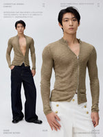 Slim Fit Openwork Knit Zip Cardigan 3