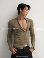 Slim Fit Openwork Knit Zip Cardigan 5