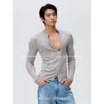 6036412477989,6036412477990,6036412477991, Slim Fit Openwork Knit Zip Cardigan