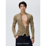 6036412477992,6036412477993,6036412477994, Slim Fit Openwork Knit Zip Cardigan