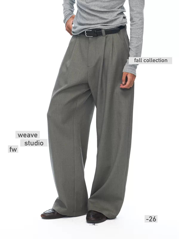 Pleated Wrinkle-Resistant Straight Leg Pants 1