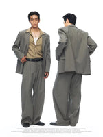 Oversized Wool Blend Single-Breasted Suit Set 2