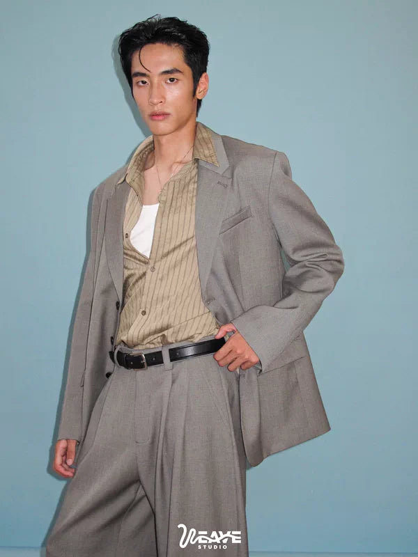 Oversized Wool Blend Single-Breasted Suit Set 3