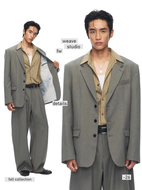 Oversized Wool Blend Single-Breasted Suit Set 5