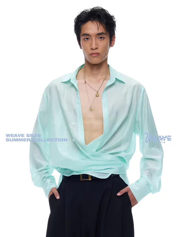 Textured Tencel Tie-Front Shirt 1