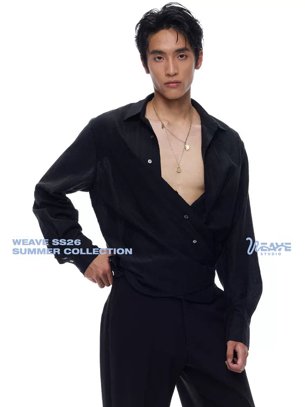 Textured Tencel Tie-Front Shirt 2