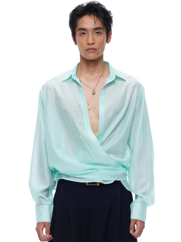 6288733107046,6288733107047,6288733107048,6288733107049, Textured Tencel Tie-Front Shirt