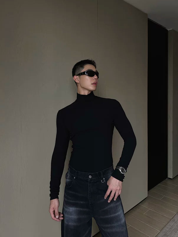 5722836728610,5722836728611,5722836728612,5722836728613, Thermal Fleece Slim Fit Mock Neck Top
