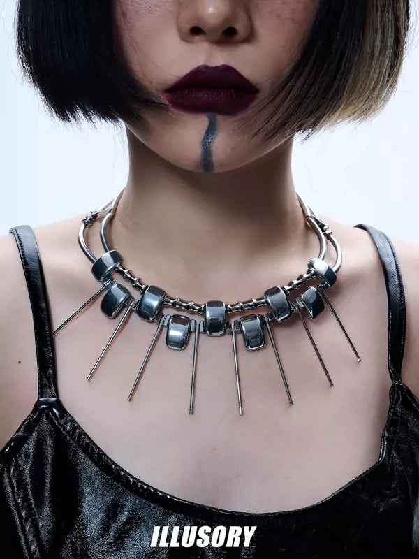 Punk Spiked Choker Necklace 1