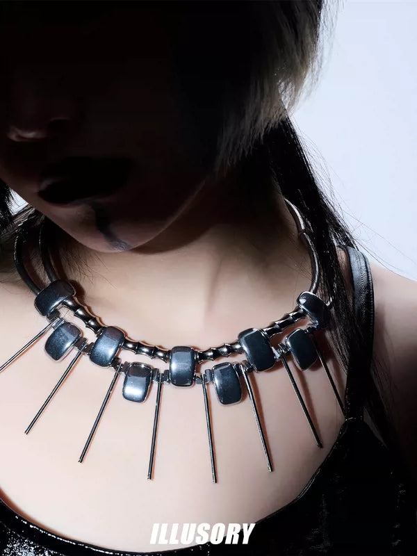 Punk Spiked Choker Necklace 4