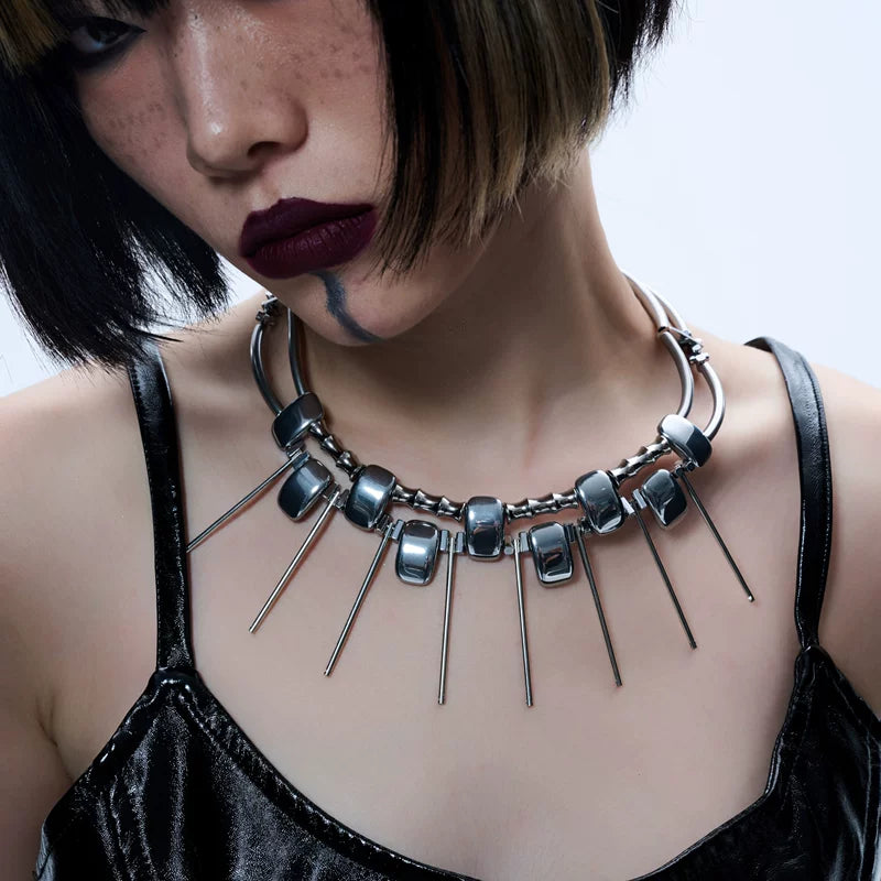 5238248710578, Punk Spiked Choker Necklace
