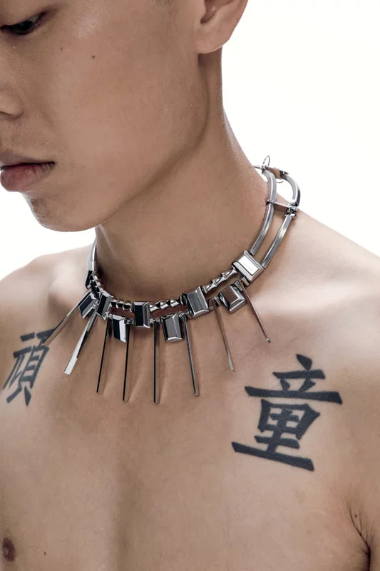 5079858764333,5079858764334, Punk Spiked Choker Necklace
