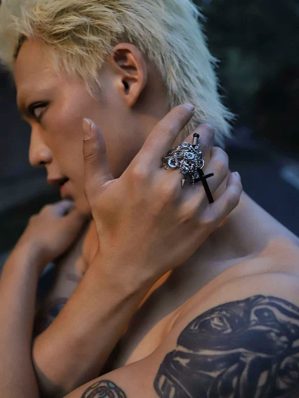 Adjustable Gothic Punk Cross Ring 2