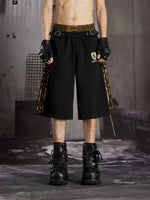 Adjustable Waist Embroidered Casual Shorts 1