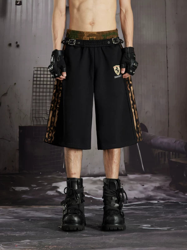 Adjustable Waist Embroidered Casual Shorts 1
