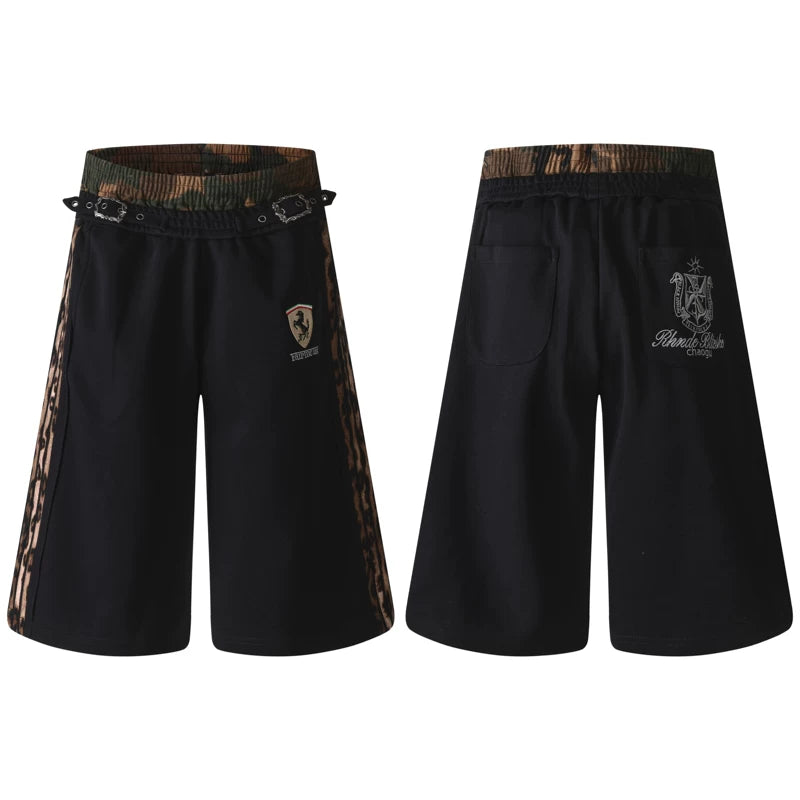6261494722385,6261494722386,6261494722387,6261494722388, Adjustable Waist Embroidered Casual Shorts