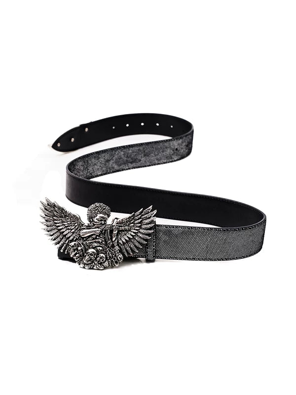 Angel Wings Sniper Buckle Cowhide Belt 1