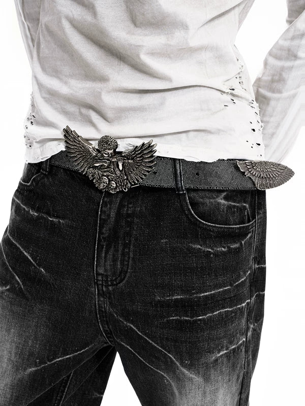 Angel Wings Sniper Buckle Cowhide Belt 2