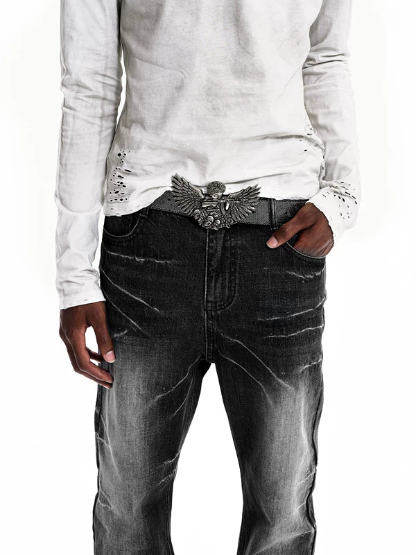 Angel Wings Sniper Buckle Cowhide Belt 3