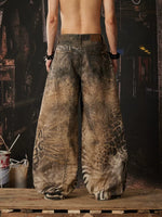Animal Print 3D Wide Leg Jeans Pants 3