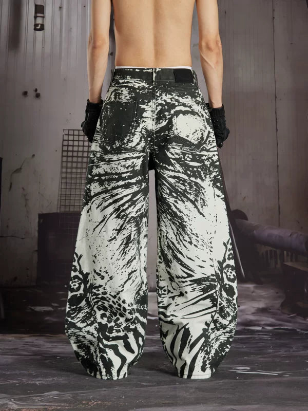 Animal Print Wide-Leg Jeans 2