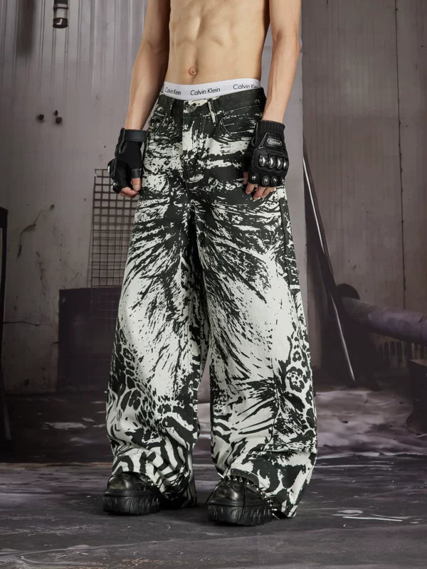 Animal Print Wide-Leg Jeans 3