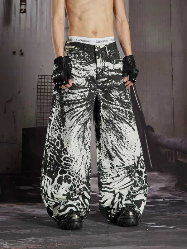 Animal Print Wide-Leg Jeans 4