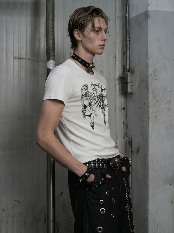 Anime Print Short Sleeve T-Shirt 2