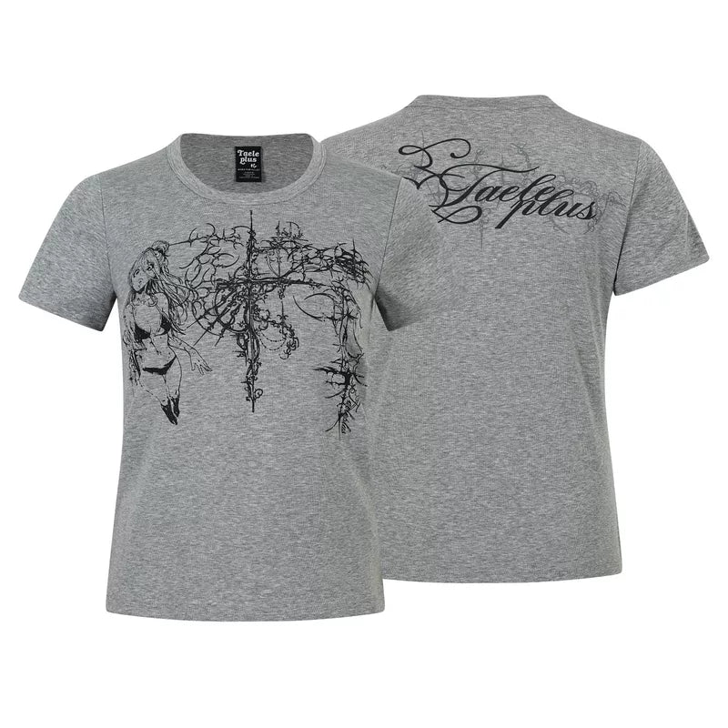 6089502797612,6089502797614, Anime Print Short Sleeve T-Shirt