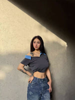 Asymmetric One-Shoulder Short-Sleeve Polo Shirt 3