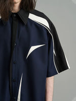 Asymmetrical Colorblock Short Sleeve Button Shirt 3