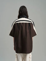 Asymmetrical Colorblock Short Sleeve Button Shirt 4