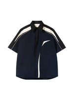 Asymmetrical Colorblock Short Sleeve Button Shirt 5