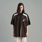 5003462932163,5003462932164,5003462932165,5003462932166, Asymmetrical Colorblock Short Sleeve Button Shirt