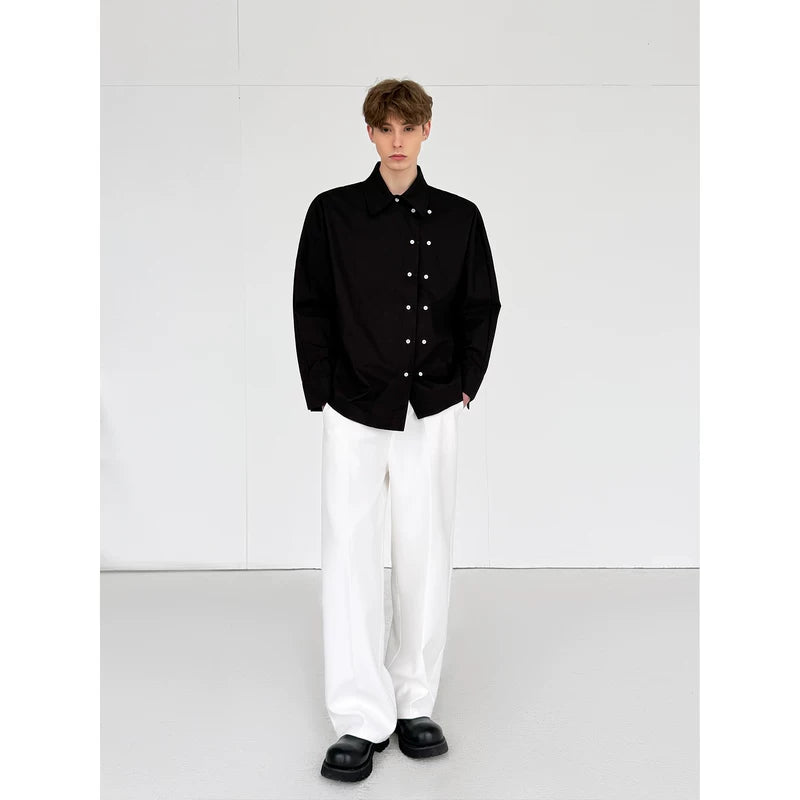 Asymmetrical Double-Breasted Casual Button-Up Shirt 3