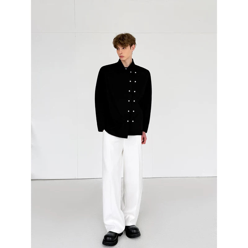 Asymmetrical Double-Breasted Casual Button-Up Shirt 5