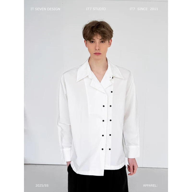 Asymmetrical Double-Breasted Casual Shirt 1