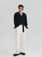 Asymmetrical Draped Ribbon Shirt 4