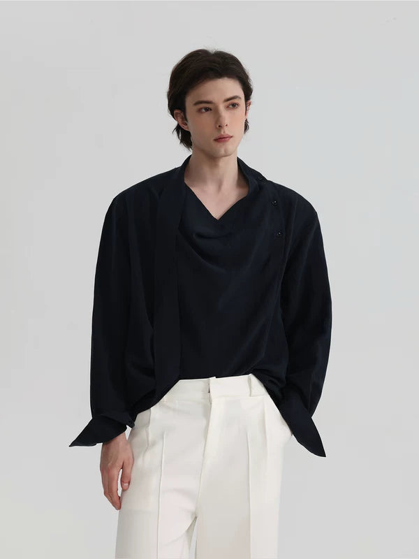 Asymmetrical Draped Ribbon Shirt 5