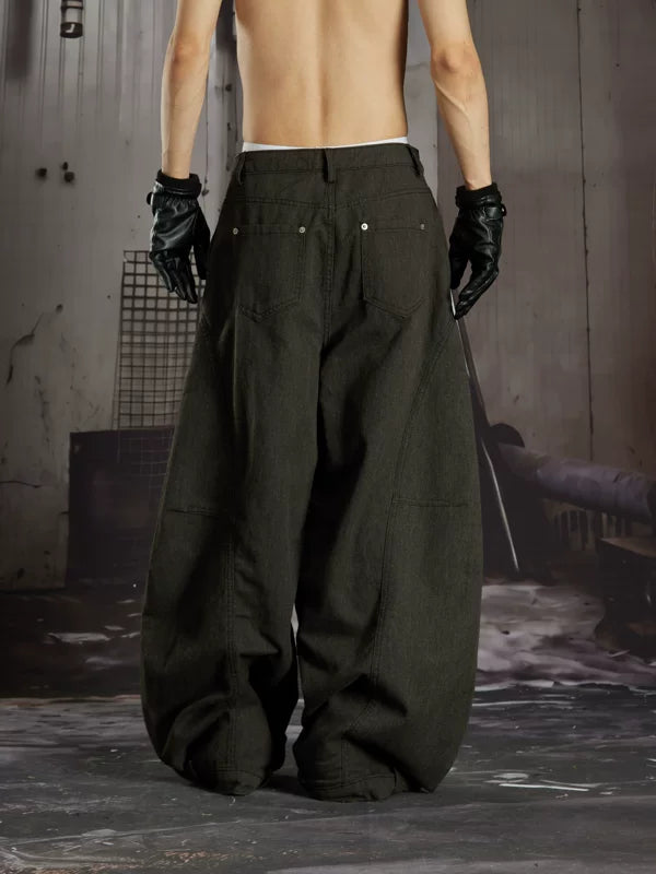 Asymmetrical Placket Loose Wide-Leg Jeans 4