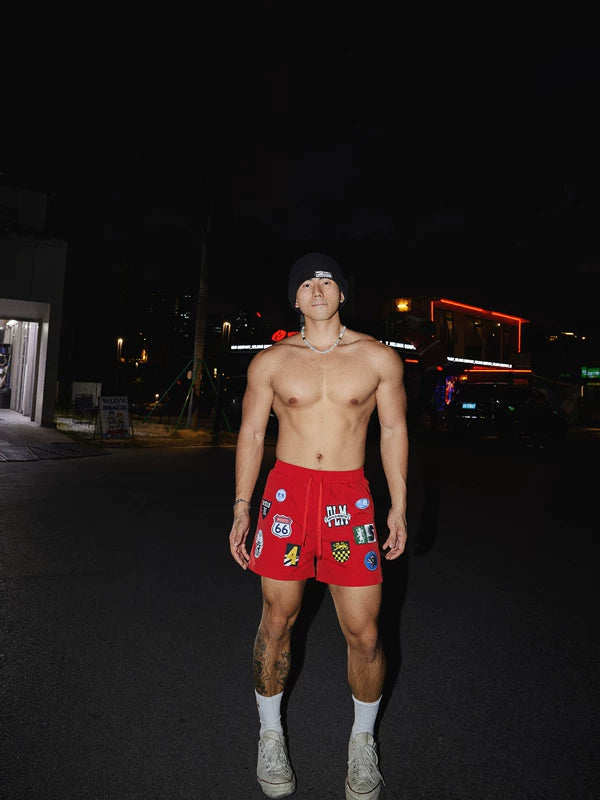 Badge Design Loose Drawstring Shorts 1